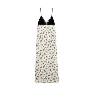ZARA Black Crochet and Cream Floral Midi Dress Beach Cover-Up Summer Size Small